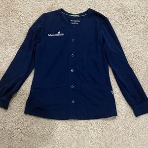 Healing Hands Women's Navy Blue Button-Up Jacket